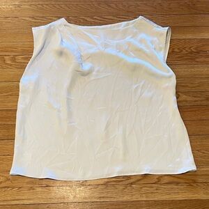 LOFT Satin Sleeveless Shell XL Cream Boatneck Blouse